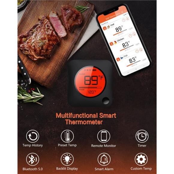 Bluetooth Meat Thermometer Wireless Meat Thermometer, Wireless Digital - Picture 3 of 7